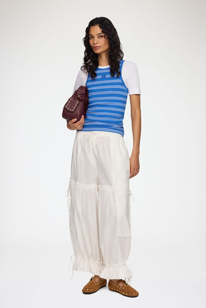 Pants in White Cotton, Bright White