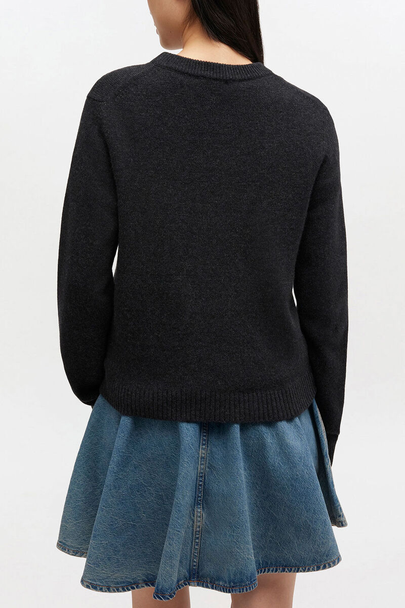 Pull en laine graphique, Wool, in colour Phantom - 3 - GANNI