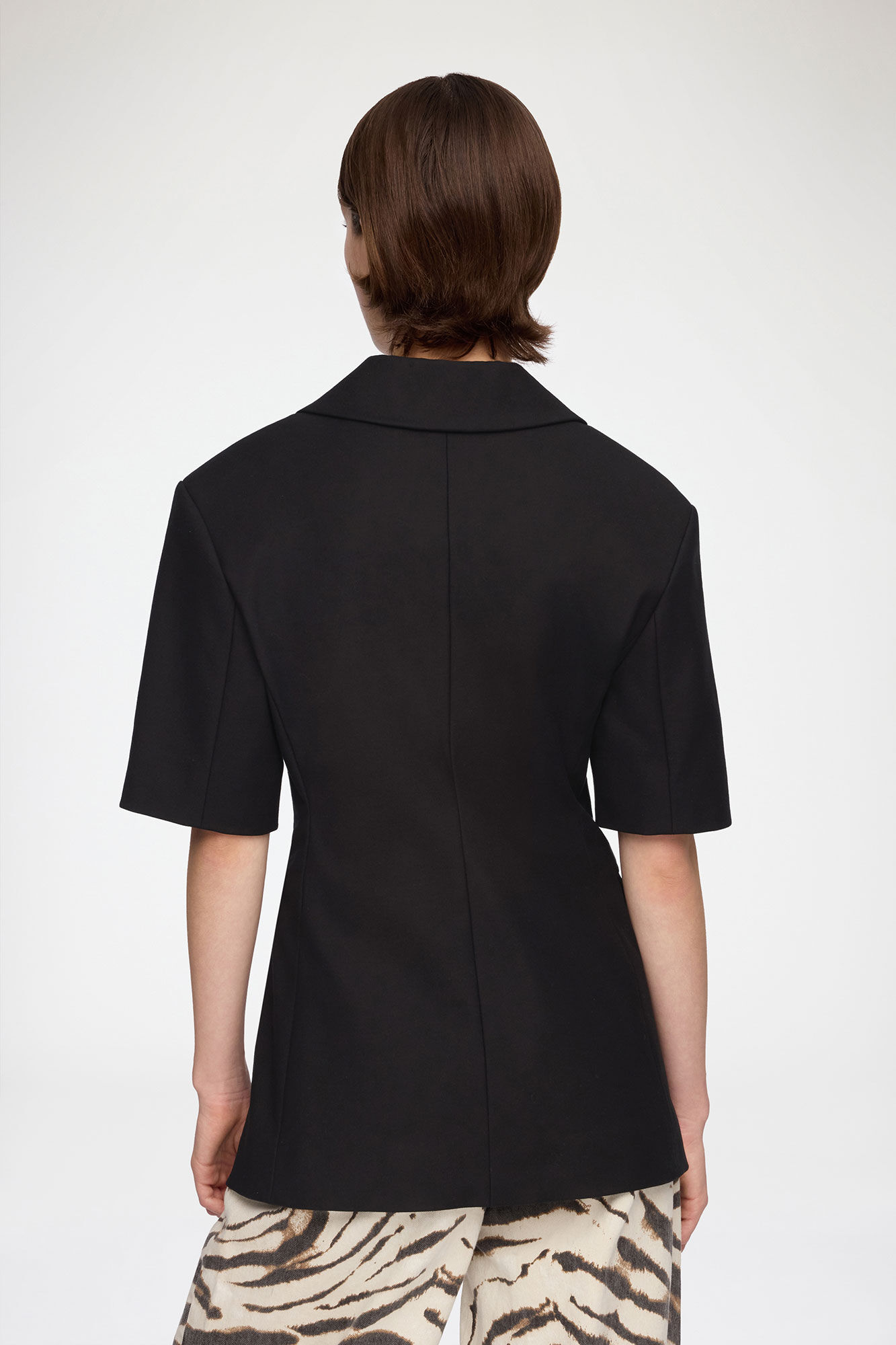 Blazer in Black Cotton Tailoring, Organic Cotton, in colour Black - 3 - GANNI