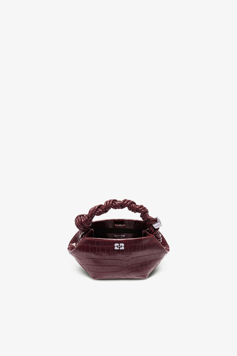 Mini-Bou-Tasche in Burgunder Kroko, Recycled Leather, in colour Burgundy - 3 - GANNI