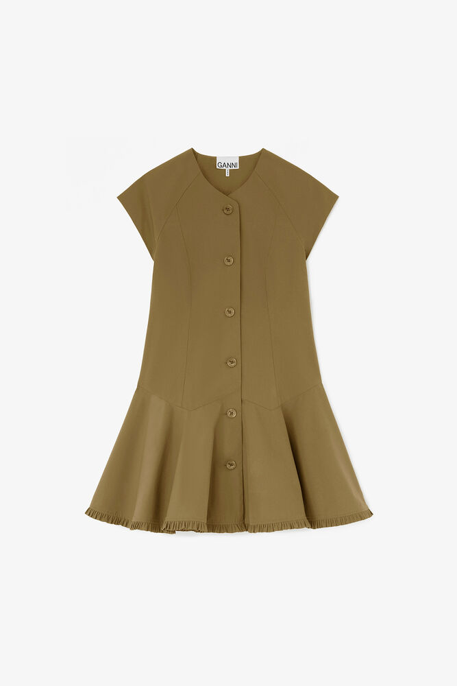 Dress in Green Cotton, Military Olive
