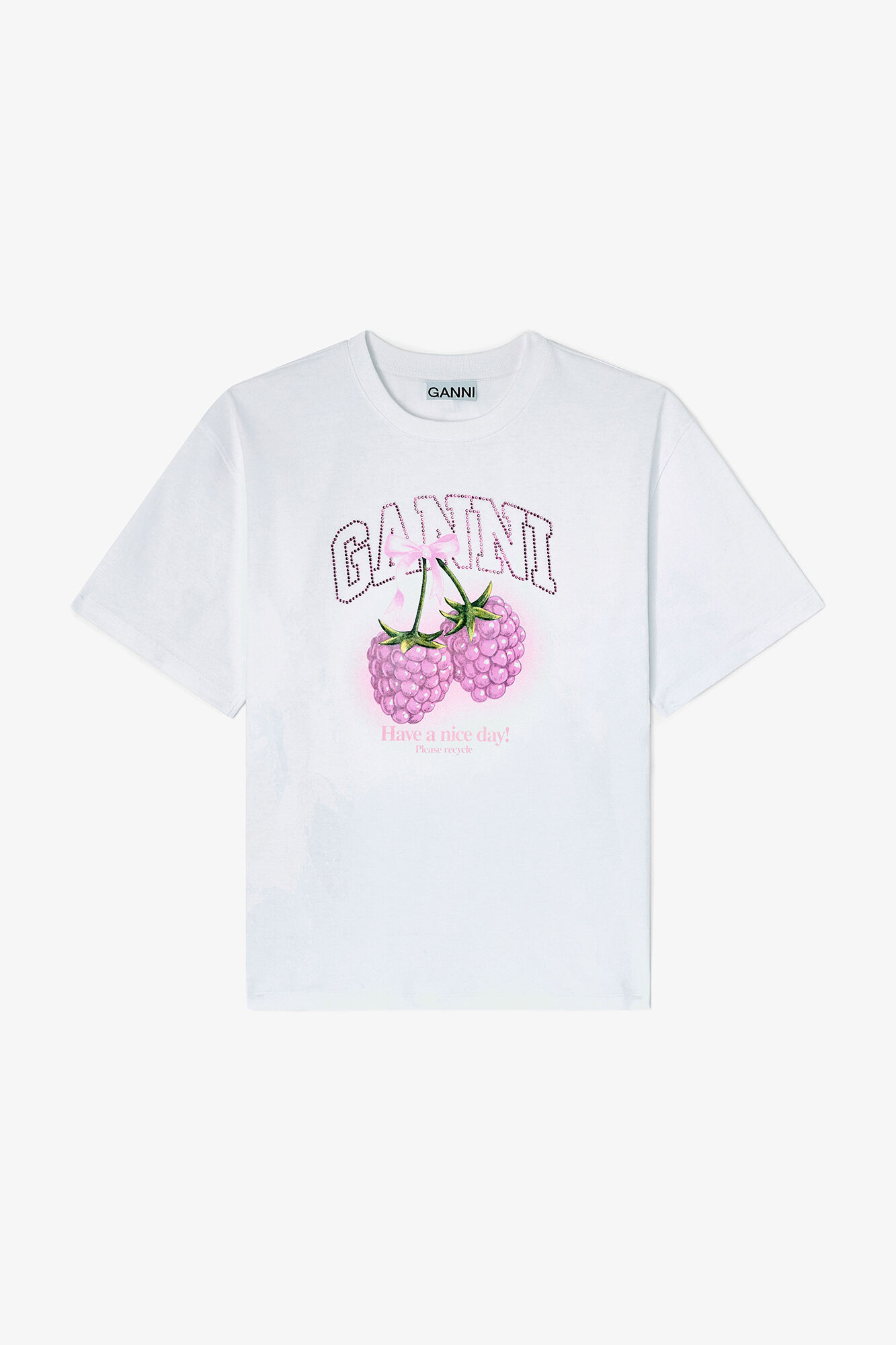 T-Shirt mit Himbeeren, Organic Cotton, in colour Bright White - 1 - GANNI