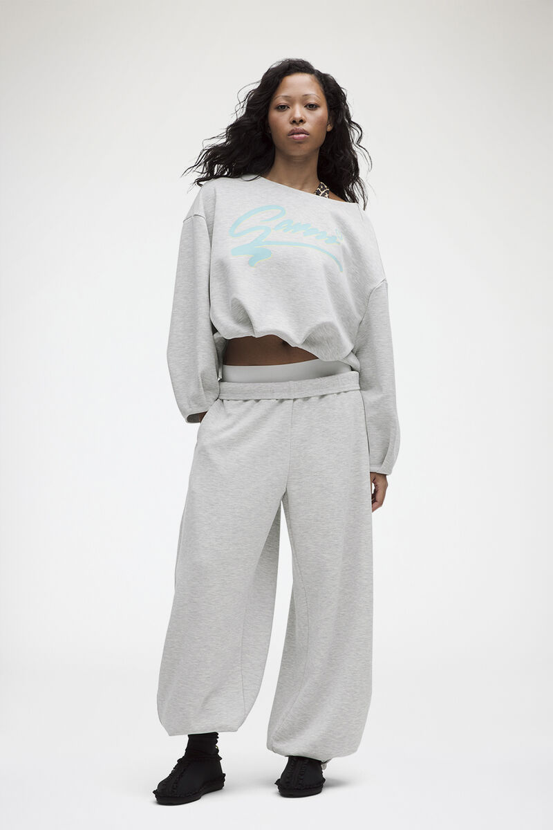 Brushed Softstreme Slouch Pullover, Recycled Polyester, in colour Heathered Core Ultra Light Grey - 2 - GANNI
