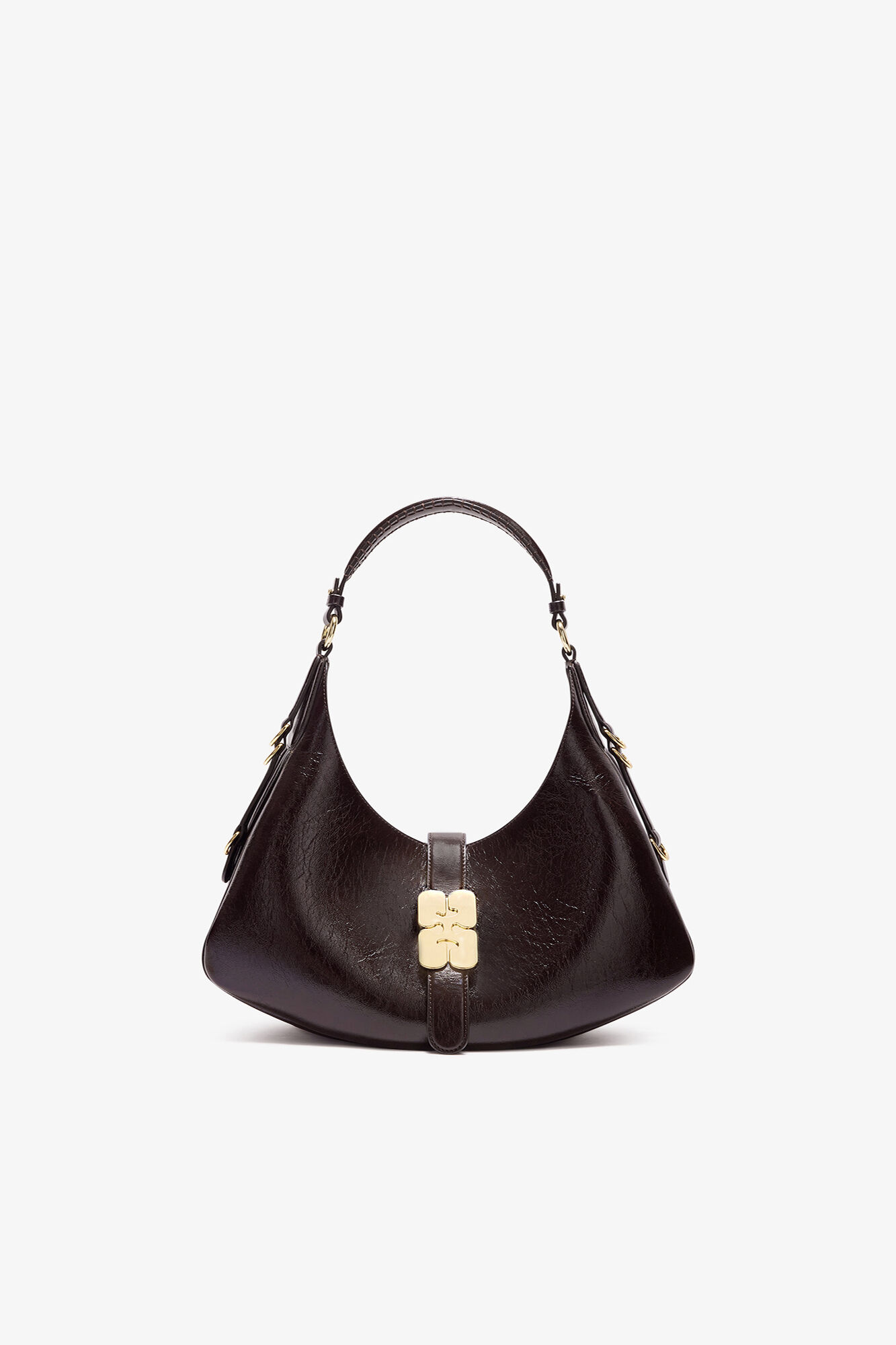 Small Kat Bag in Brown Shine, Polyester, in colour Demitasse - 1 - GANNI