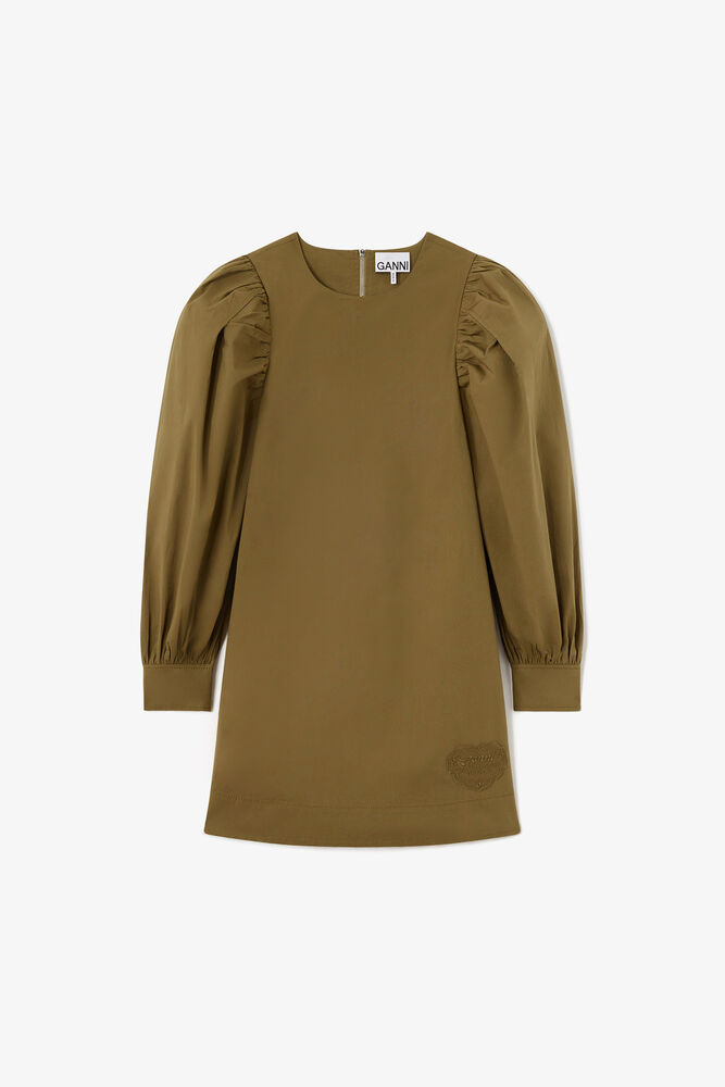 Dress in Green Cotton, Military Olive