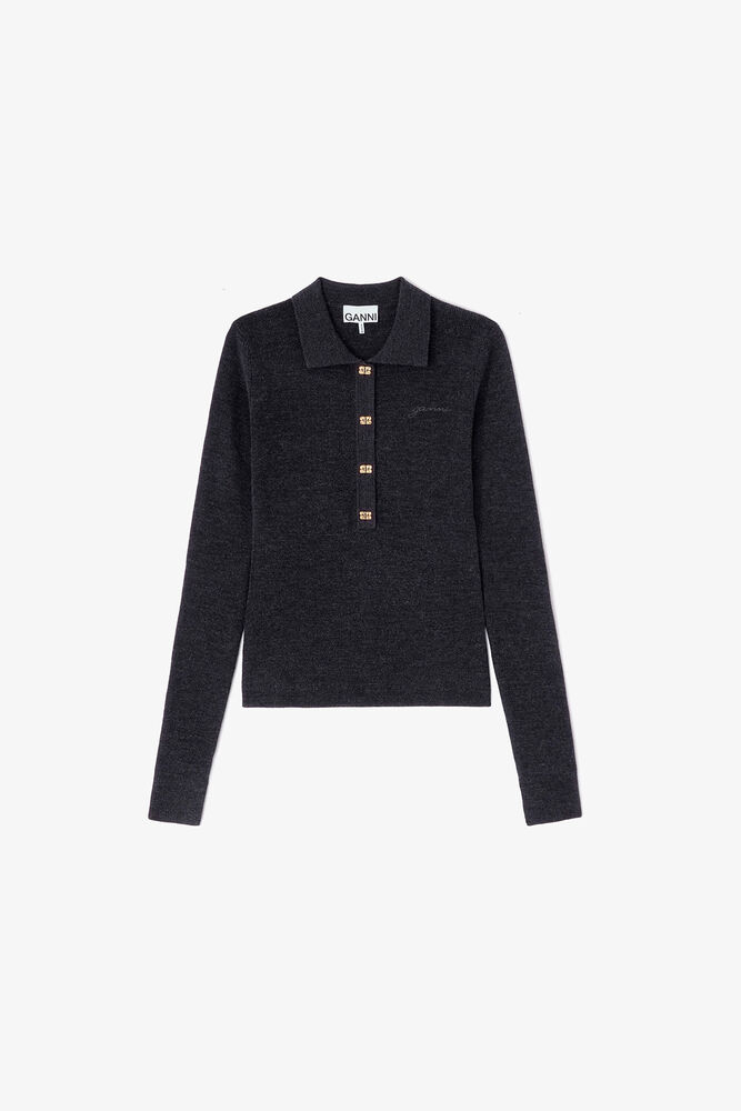 Knitted Polo Shirt, Phantom