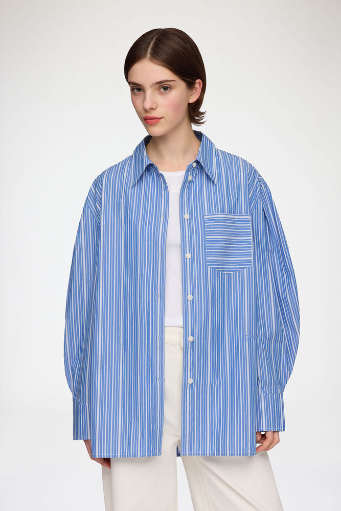 Shirt in Striped Cotton, Nouvean Navy