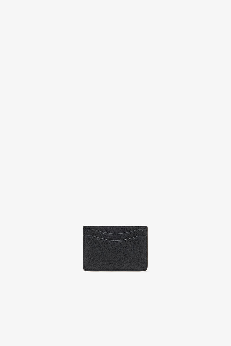 Bou Card Holder in Grained Black, Recycled Polyester, in colour Black - 2 - GANNI