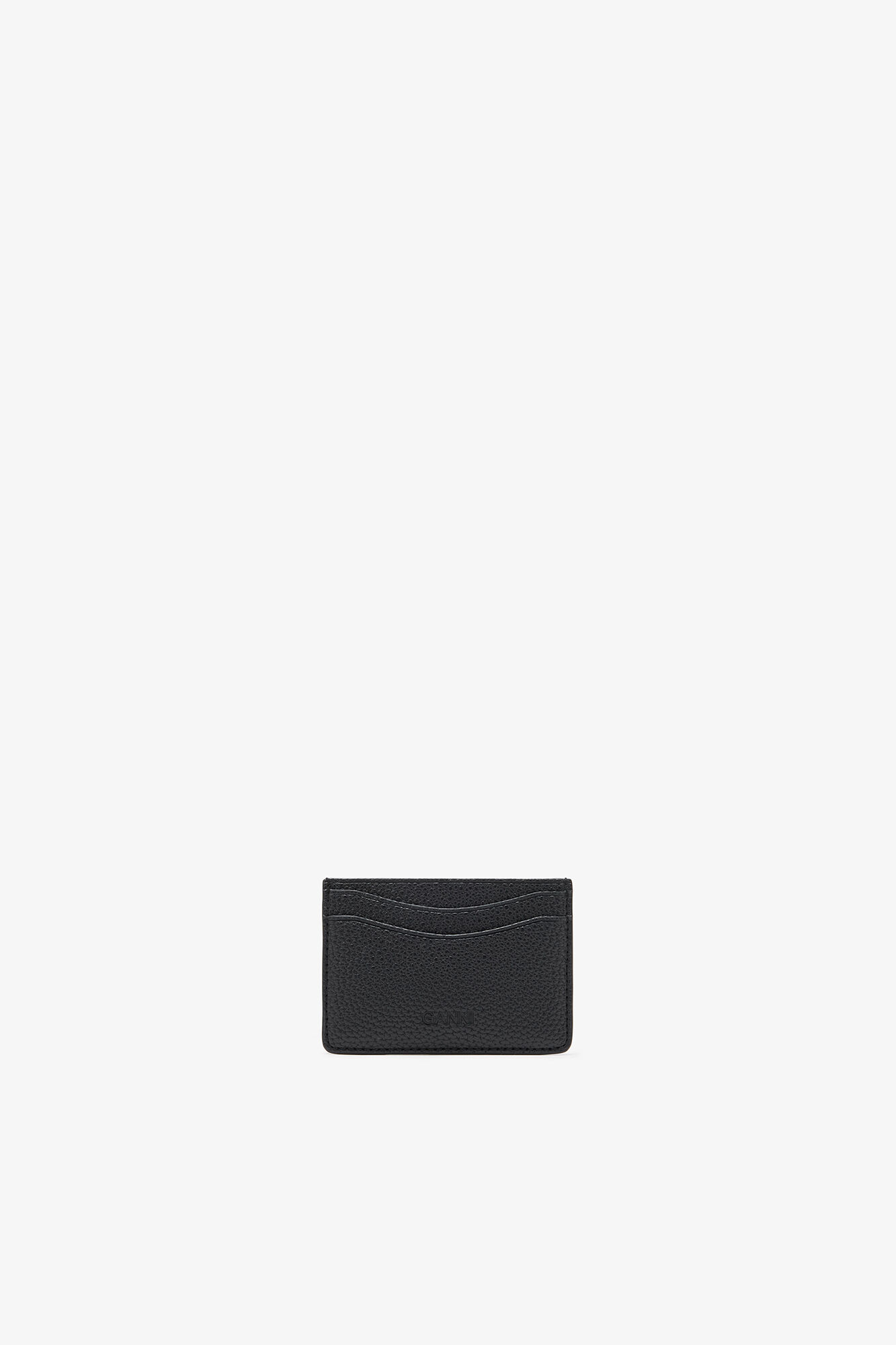 Bou Card Holder in Grained Black, Recycled Polyester, in colour Black - 2 - GANNI