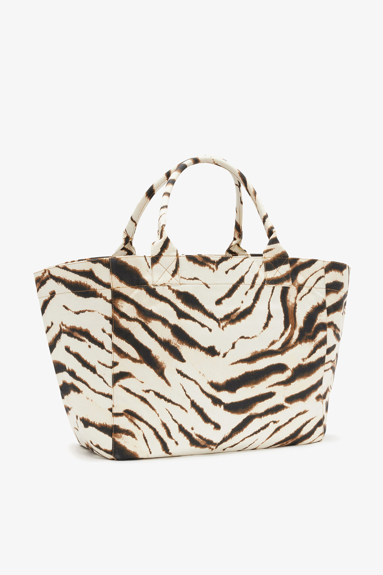Tote XXL in Zebra, Recycled Cotton, in colour Egret - 2 - GANNI