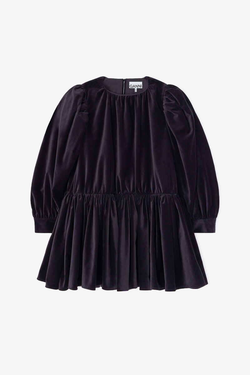 Dress in Black Velvet, Organic Cotton, in colour Black - 1 - GANNI