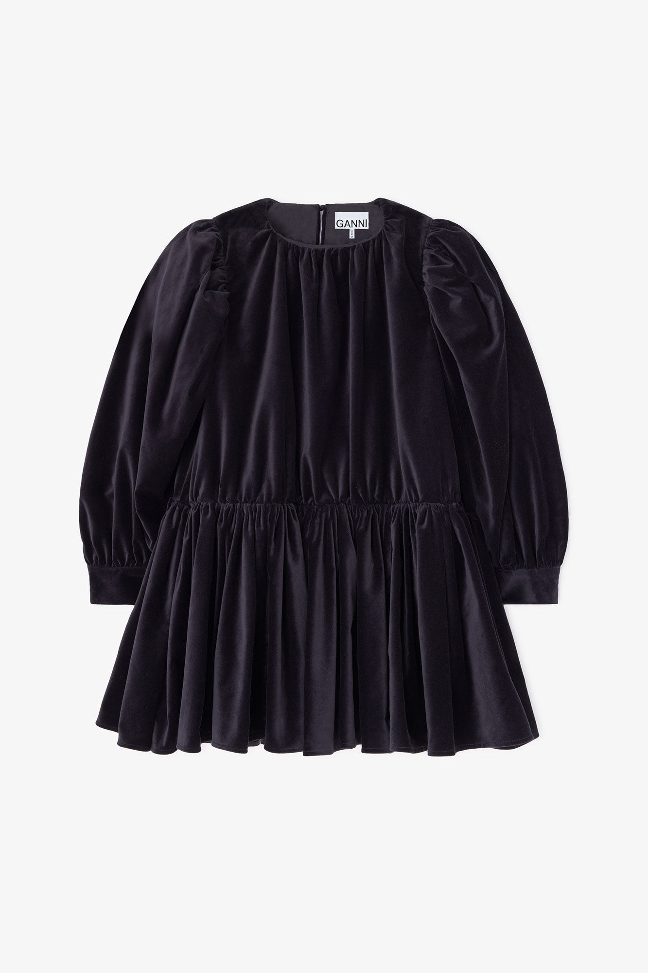 Dress in Black Velvet, Organic Cotton, in colour Black - 1 - GANNI