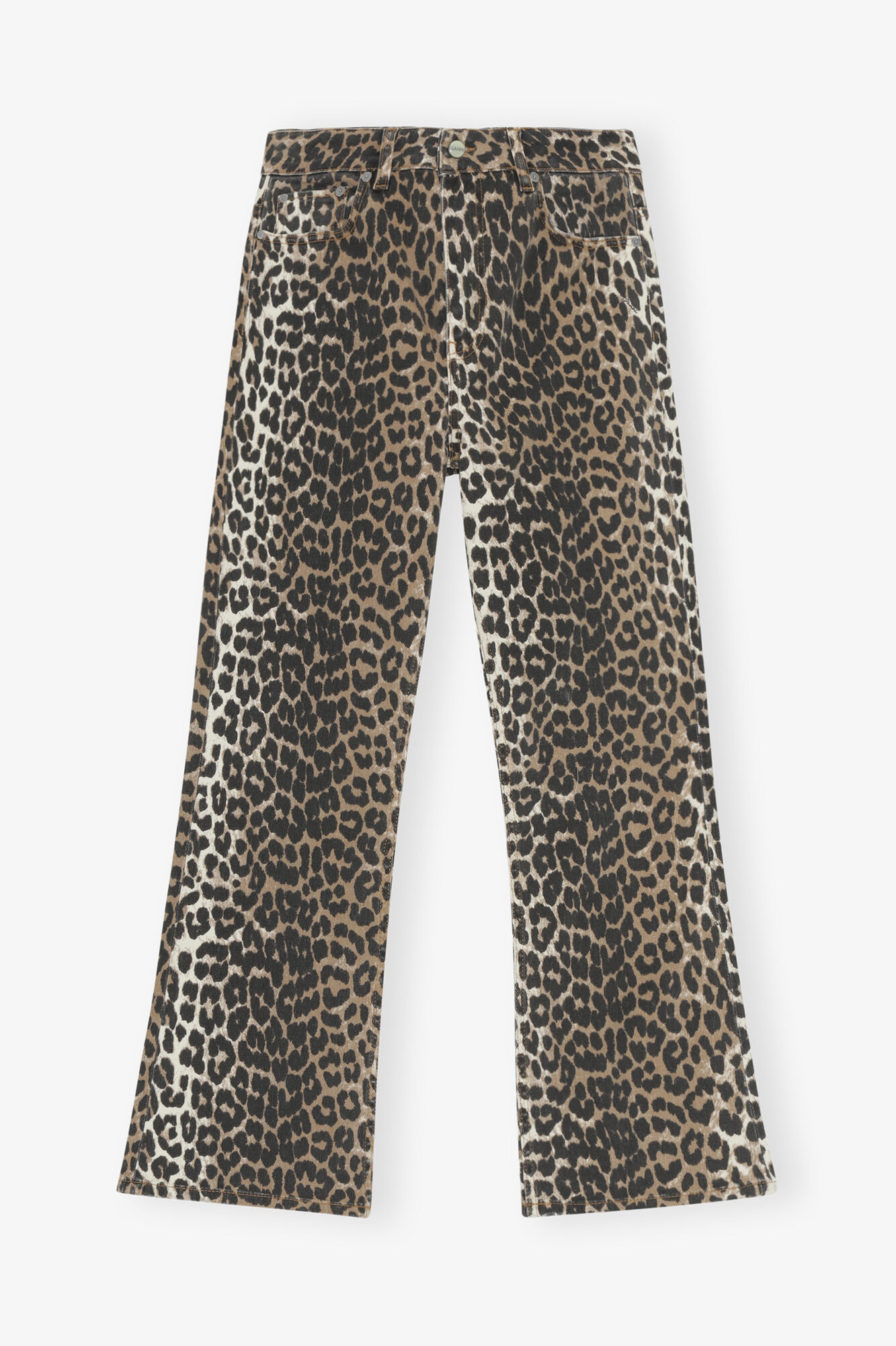 Betzy Cropped Jeans in Leopard Denim, Organic Cotton, in colour Leopard - 1 - GANNI
