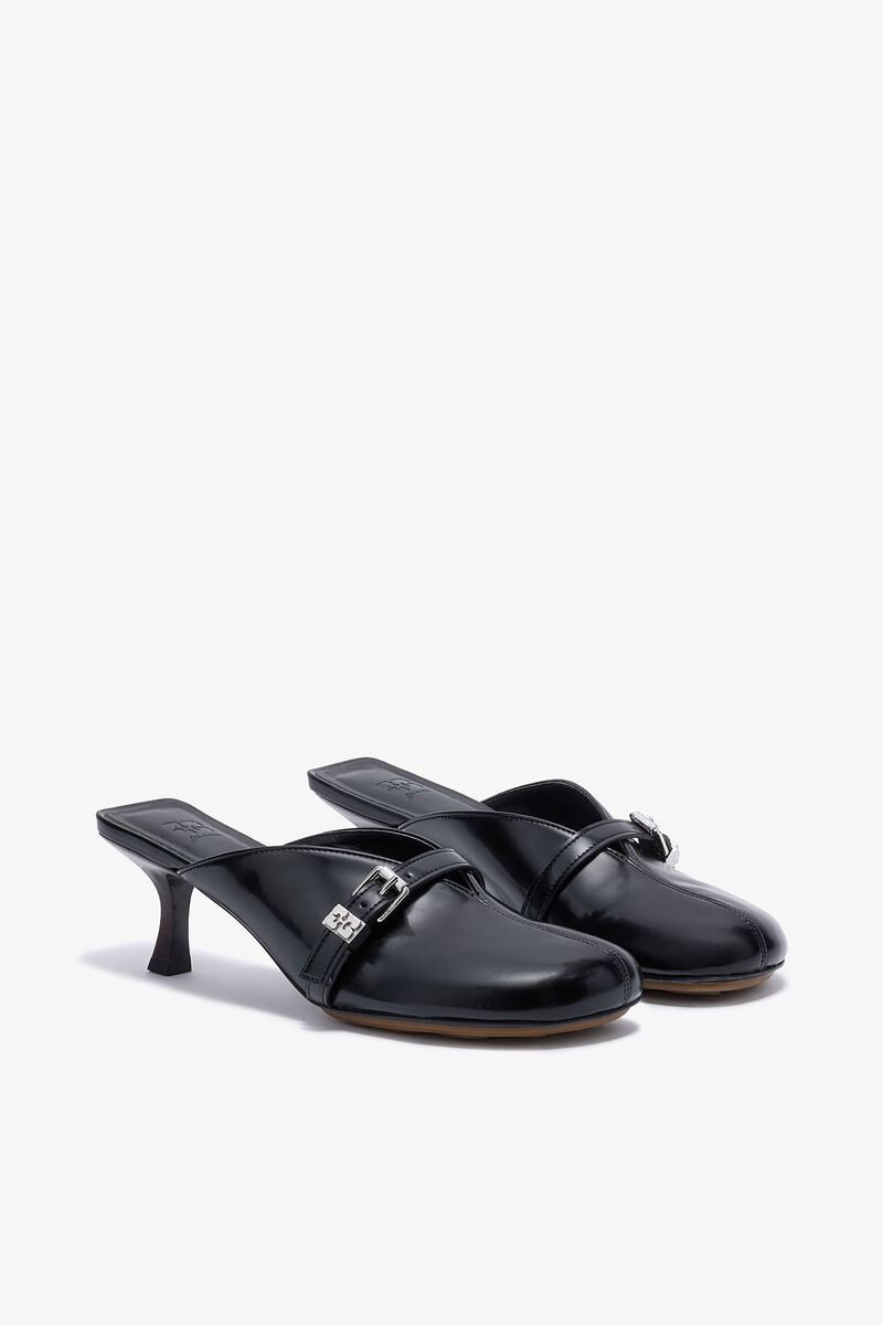 Sue-Pantoletten mit Absatz in Schwarz Oleatex, Oleatex™, in colour Black - 2 - GANNI
