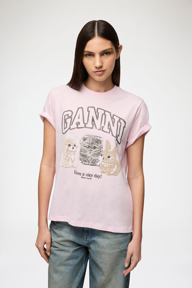 T-shirt with Animals, Chalk Pink