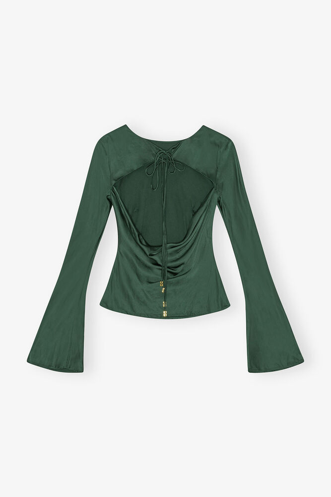 Blouse en satin vert, Pineneedle