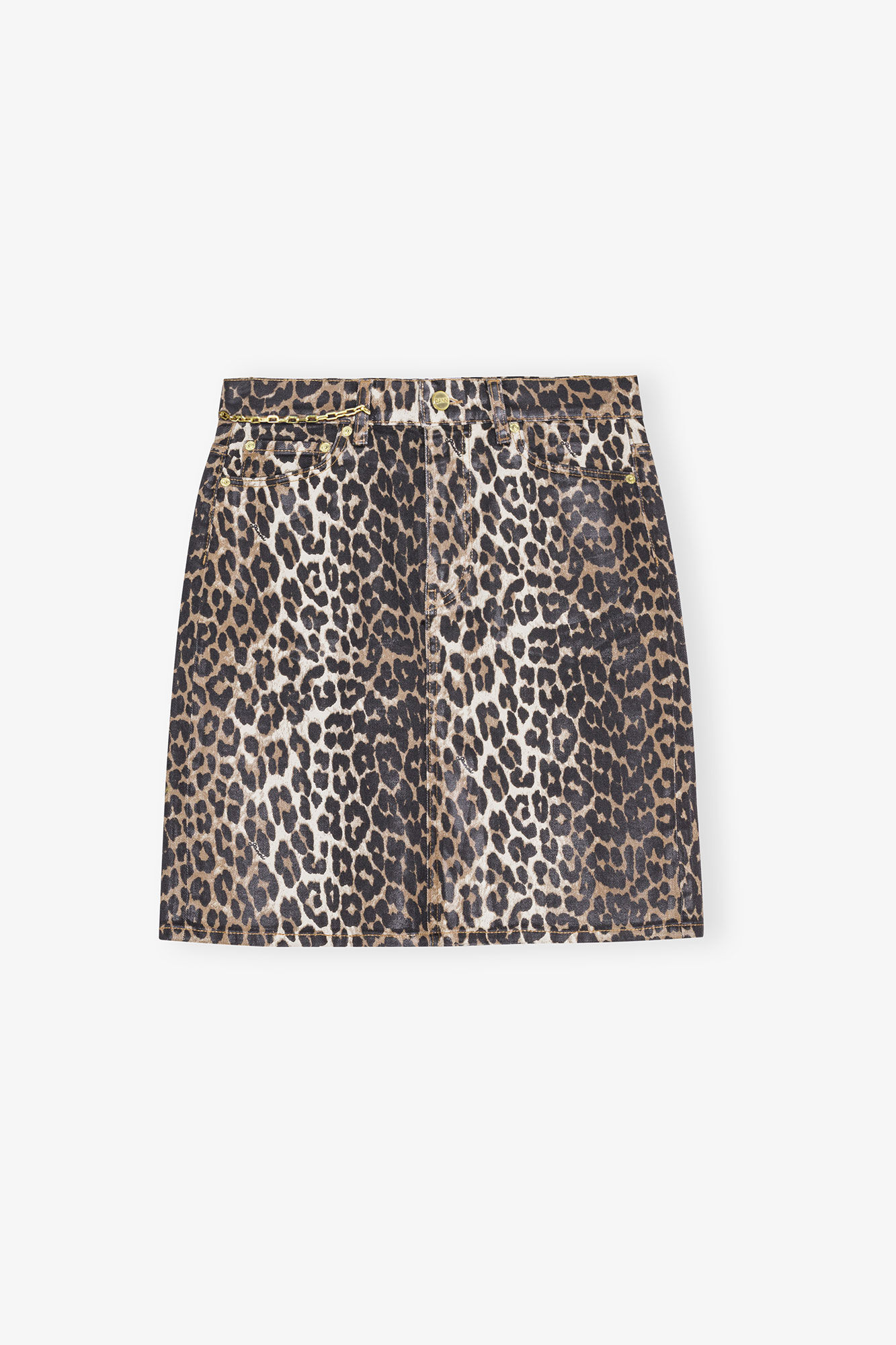 Leopard Foil Skirts, Organic Cotton, in colour Leopard - 1 - GANNI