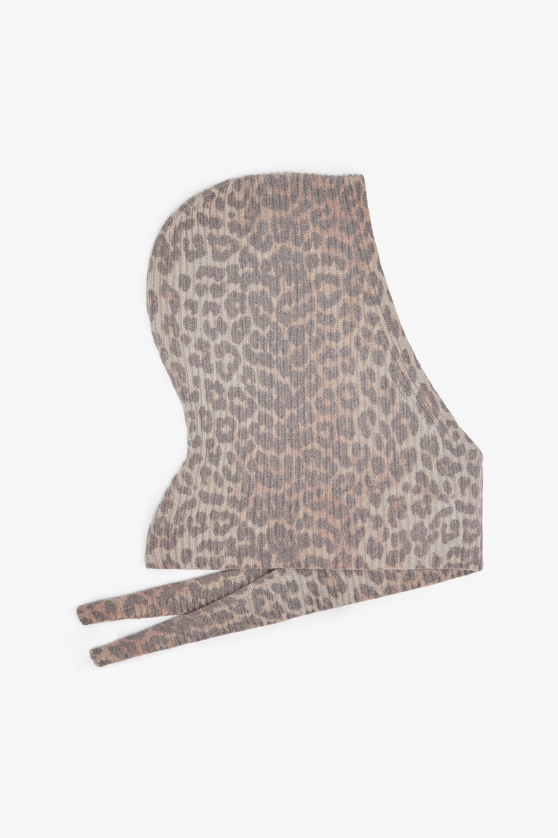Balaclava in Printed Wool Knit, Wool, in colour Almond Milk - 1 - GANNI