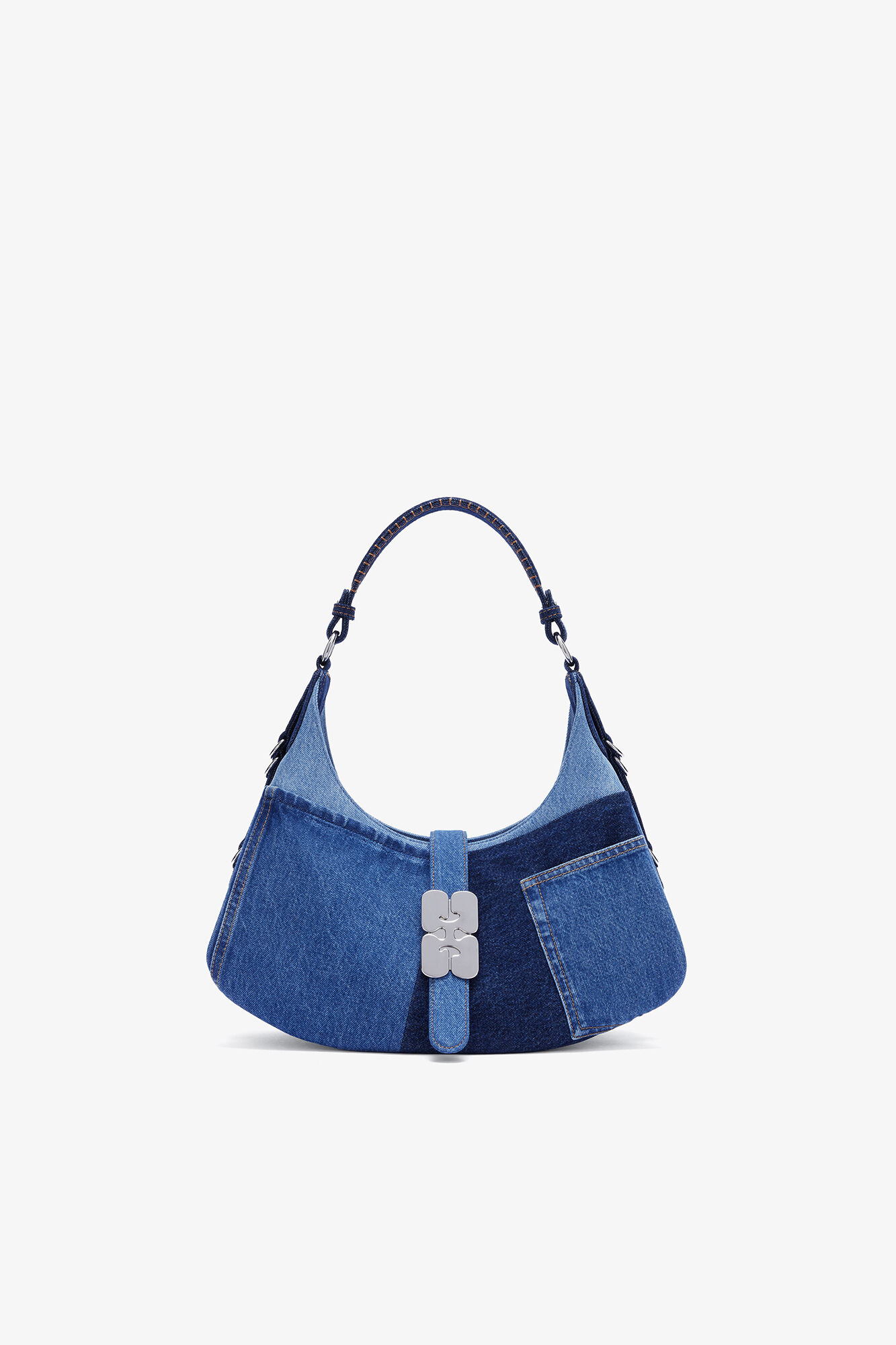 Kleine Kat Tasche in Denim, Organic Cotton, in colour Mid Blue Vintage - 1 - GANNI