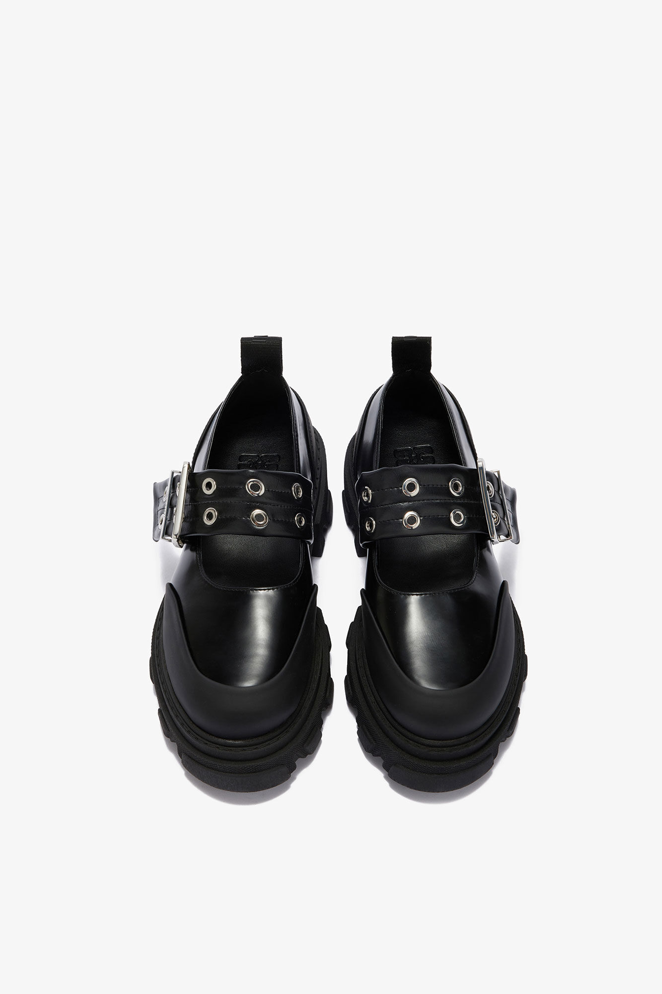 Cleated Ballerina in Black, Recycled Polyester, in colour Black - 3 - GANNI