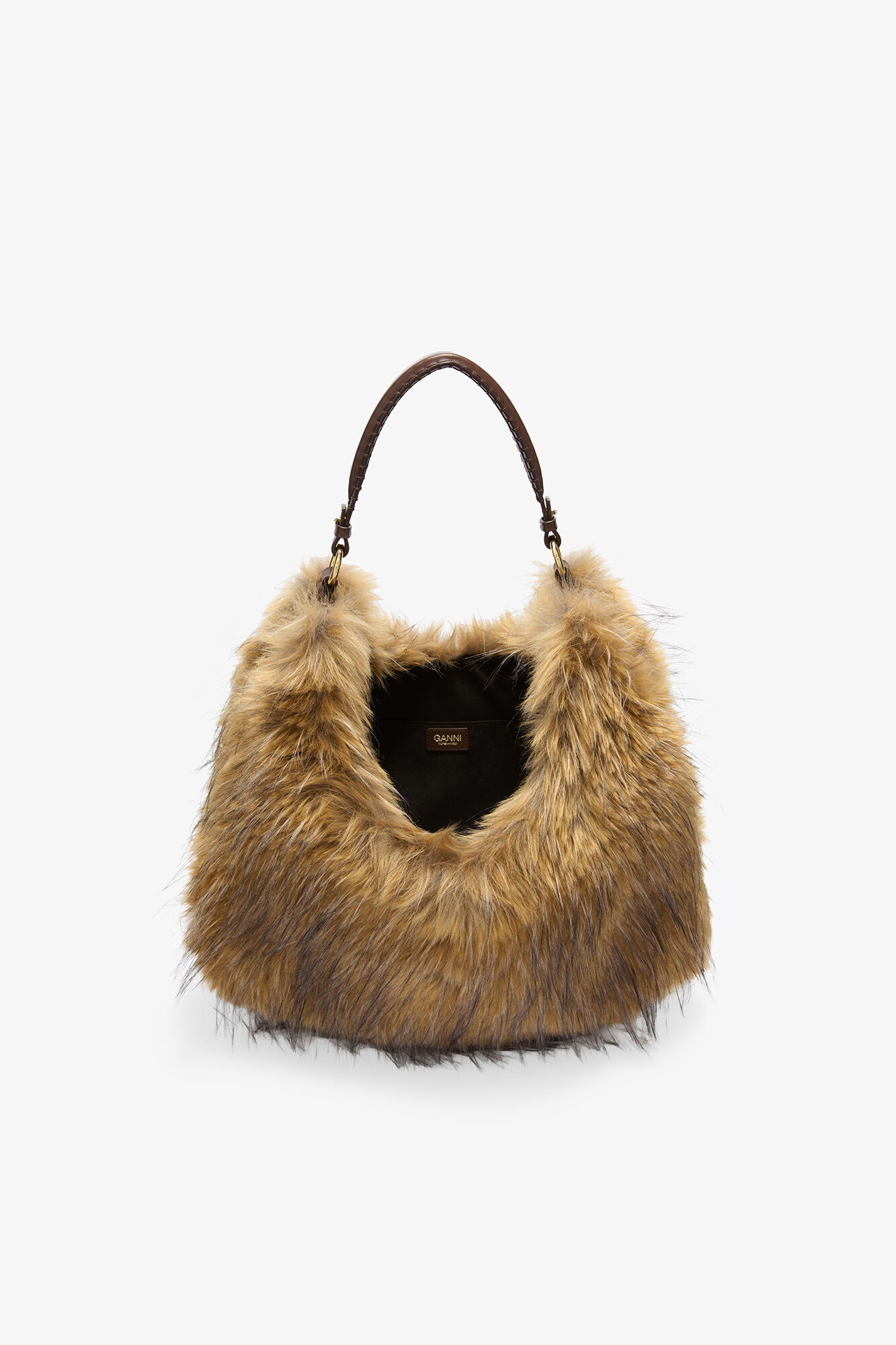 Grand sac Kat fausse fourrure, Recycled Polyester, in colour Foxtrot - 3 - GANNI
