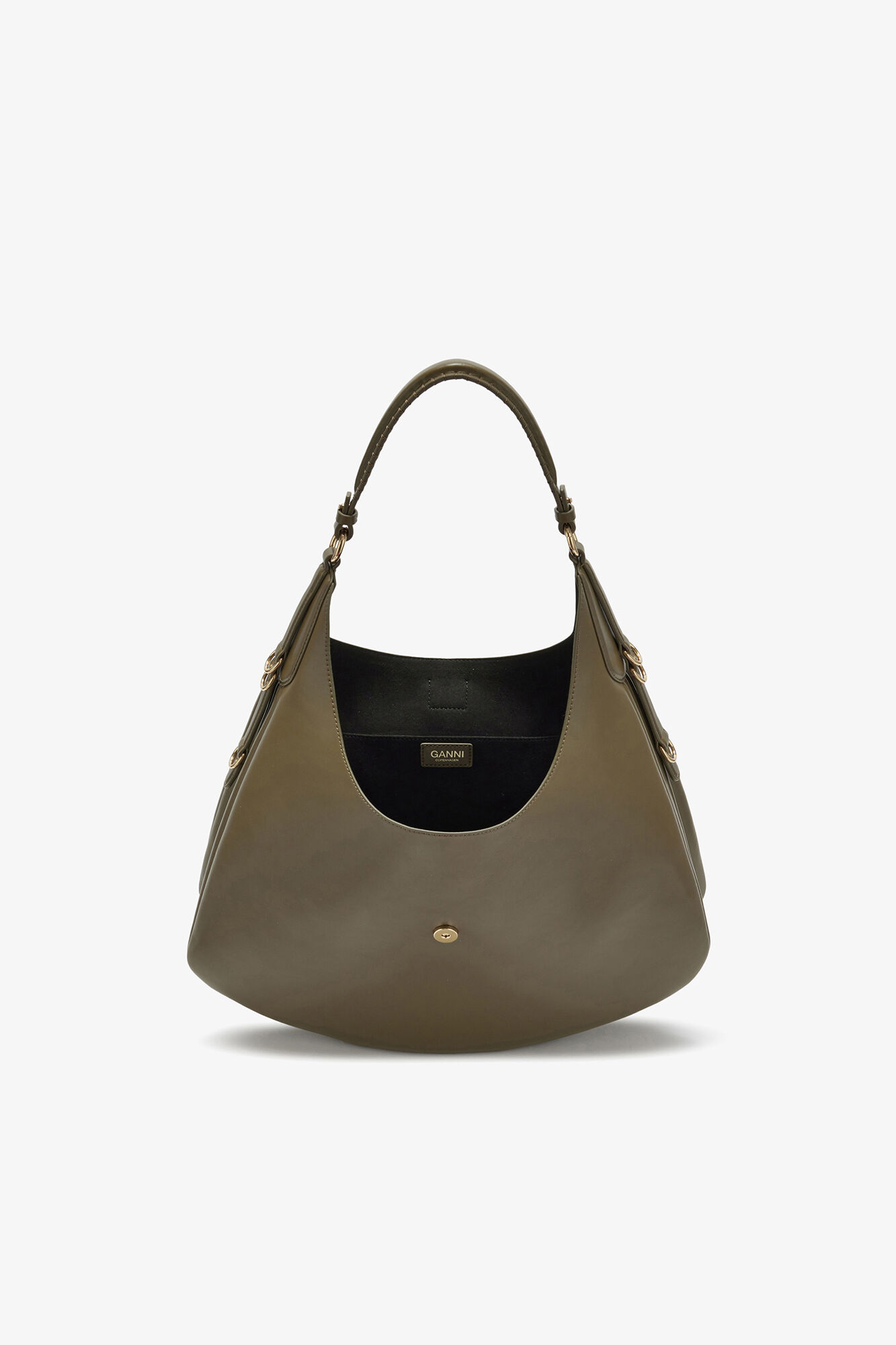 Große Kat Tasche in Grün, Recycled Leather, in colour Military Olive - 3 - GANNI