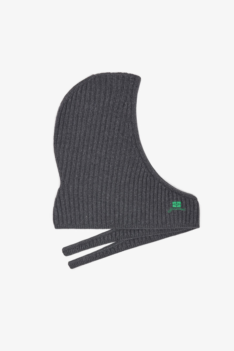 グレー ウールミックス バラクラバ, Wool, in colour Charcoal Grey - 1 - GANNI