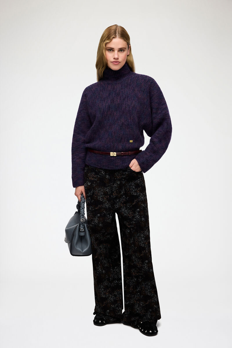 ブラッシュドモヘア タートルネック, Wool, in colour Bright Violet - 2 - GANNI