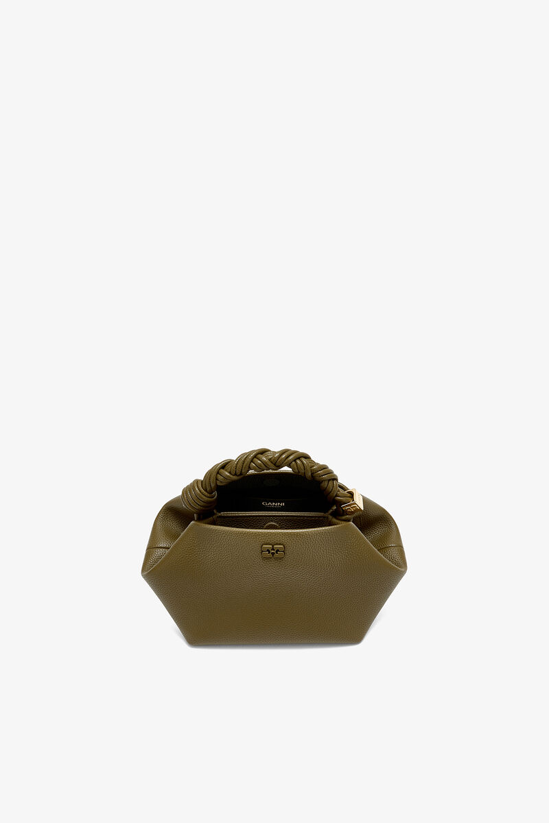 Small Bou Bag in Grained Green, Recycled Polyester, in colour Military Olive - 3 - GANNI