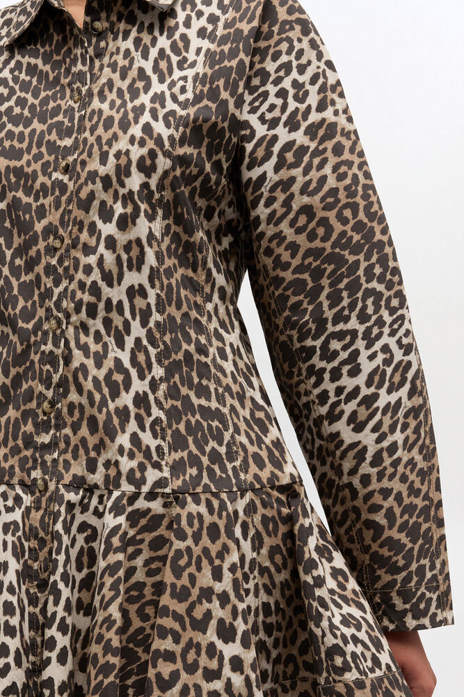Leopard Shirt Dress, Almond Milk