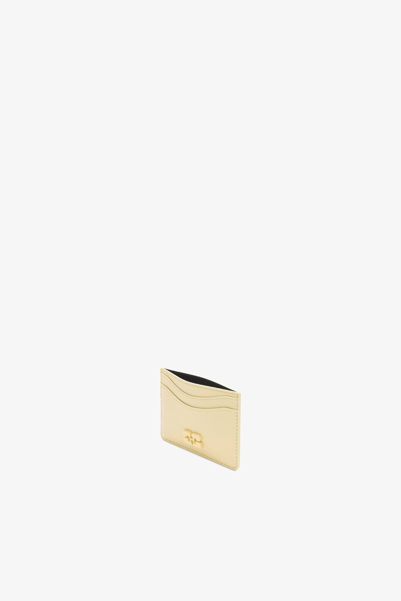 Bou Card Holder in Yellow, Recycled Leather, in colour Yellow Cream - 3 - GANNI