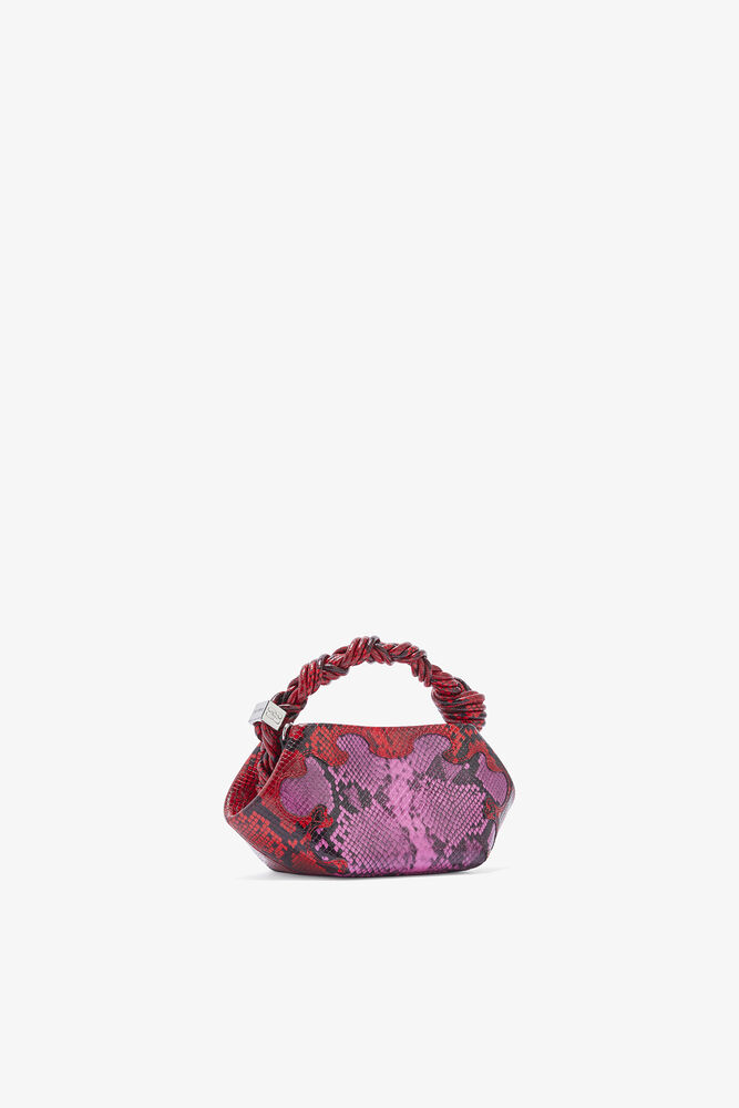 Mini Bou Bag in Pink Snake, Raspberry Rose