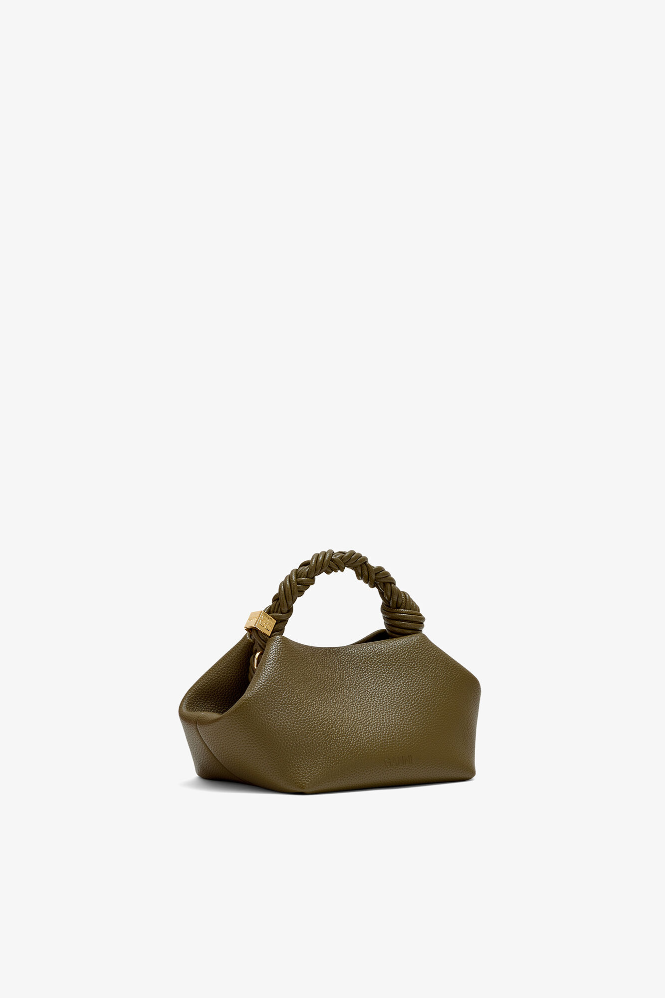 Small Bou Bag in Grained Green, Recycled Polyester, in colour Military Olive - 2 - GANNI