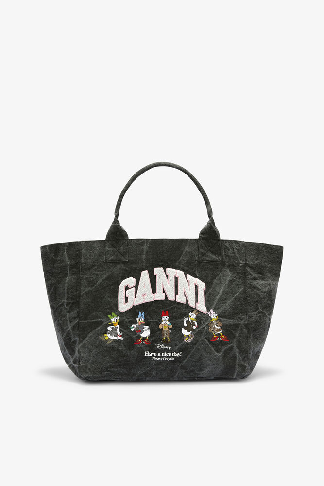 Tote Medium Daisy Duck in Bleached Cotton, Black Oyster