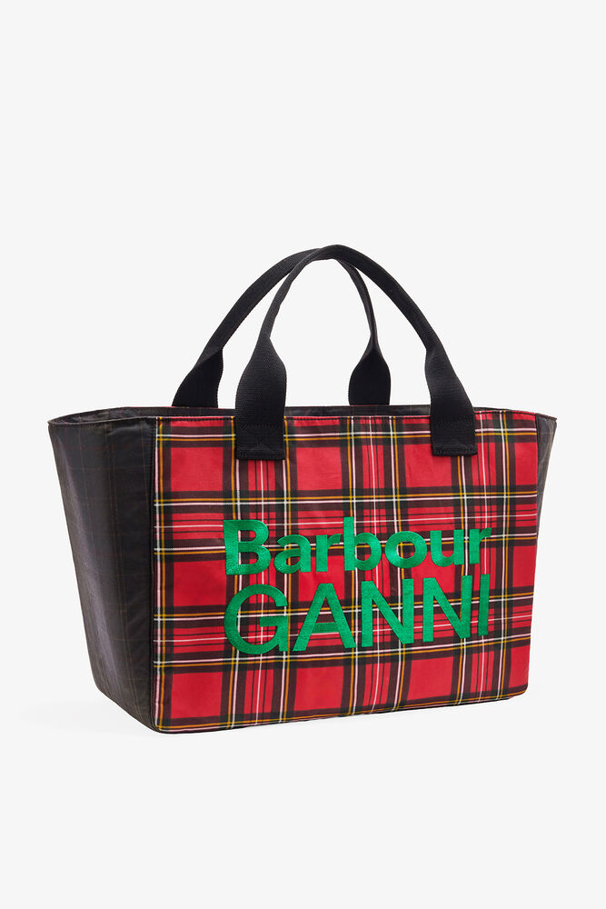 Tote in Red Tartan, Dark Green