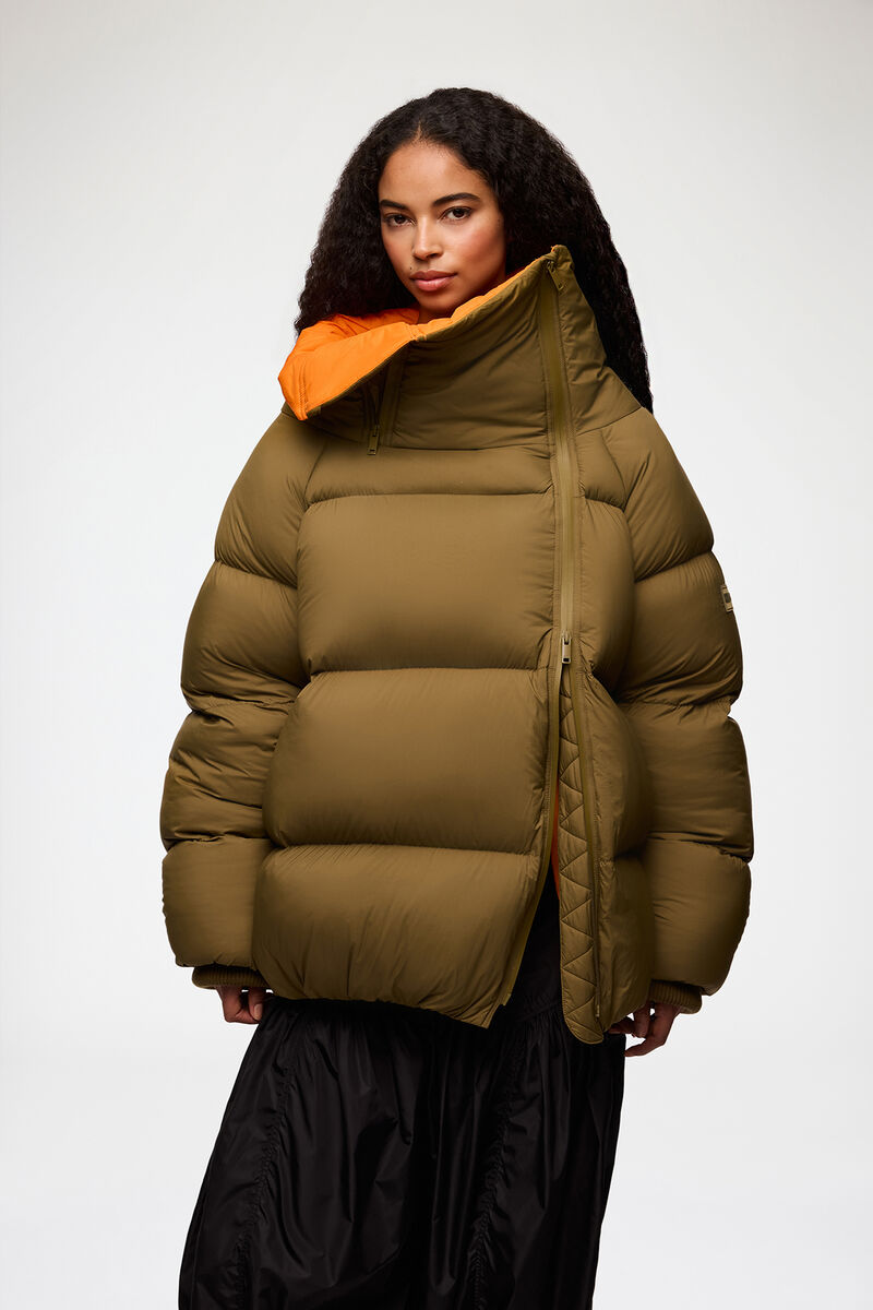 Puffer in Green Future Nylon, Recycled Polyamide, in colour Military Olive - 5 - GANNI