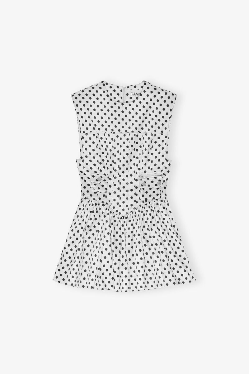 Gepunktetes Korsett-Minikleid aus Satin, Recycled Polyester, in colour Egret - 1 - GANNI