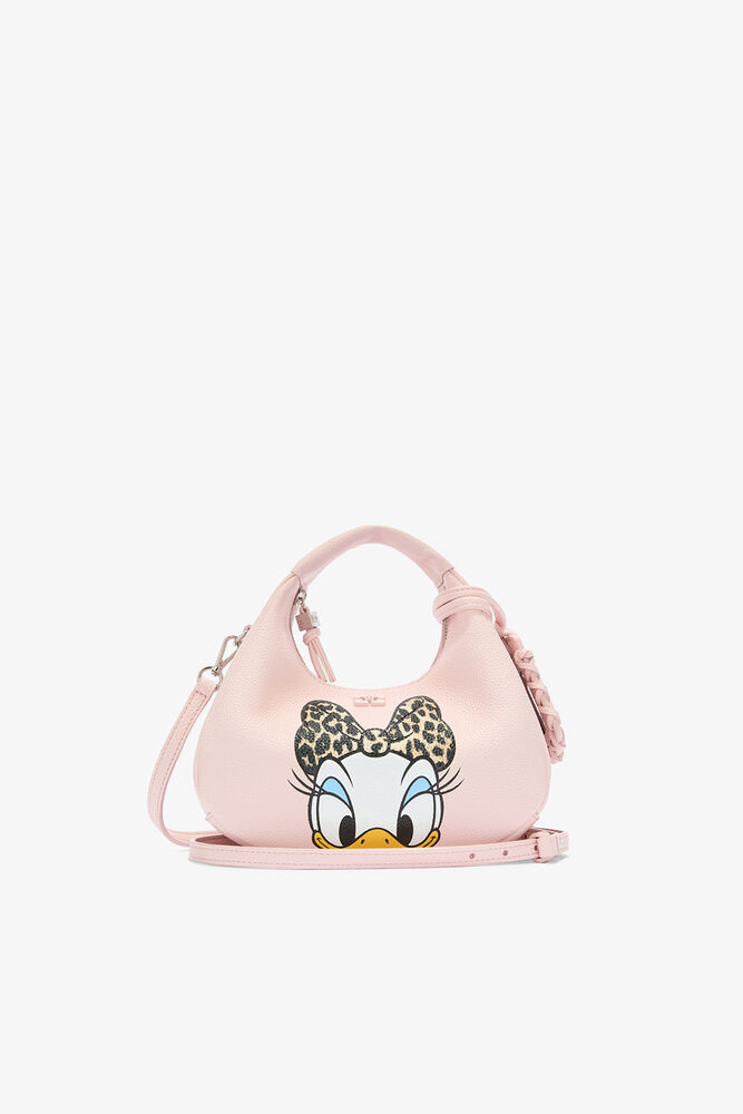 Daisy Duck Mini Hobo Bag in Grained Pink, Chalk Pink