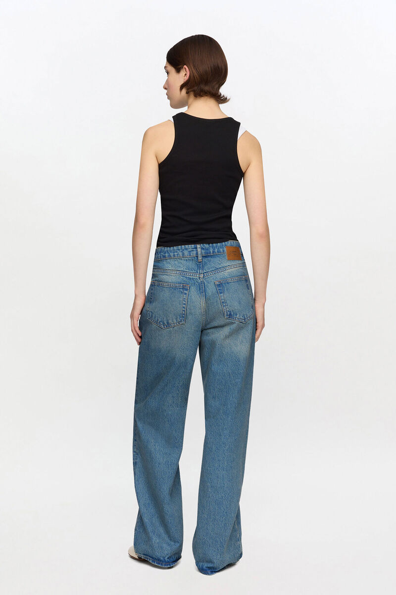 Izey Jeans in Tint Rigid Denim, Organic Cotton, in colour Mid Blue Vintage - 2 - GANNI