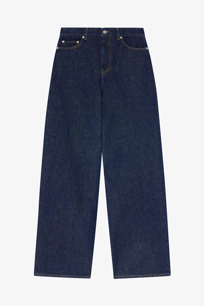 Lari Jeans in Dark Rinse Denim, Organic Cotton, in colour Rinse - 1 - GANNI