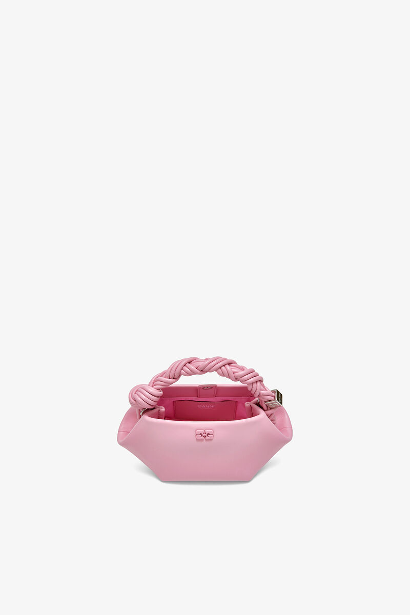 Mini Bou Bag in Pink, Recycled Leather, in colour Pink Nectar - 3 - GANNI
