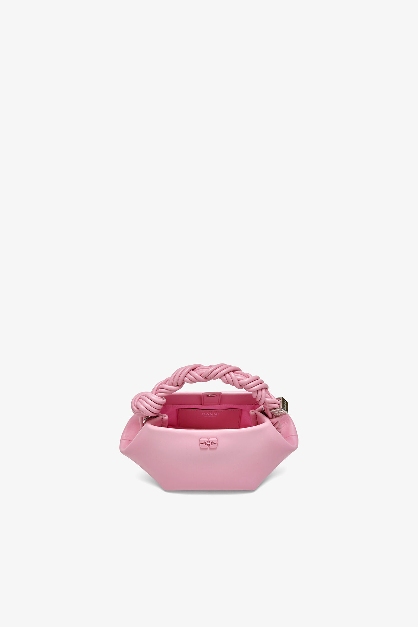 Mini Bou Bag in Pink, Recycled Leather, in colour Pink Nectar - 3 - GANNI