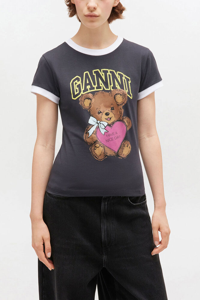 Black Cropped Teddy T-shirt, Phantom