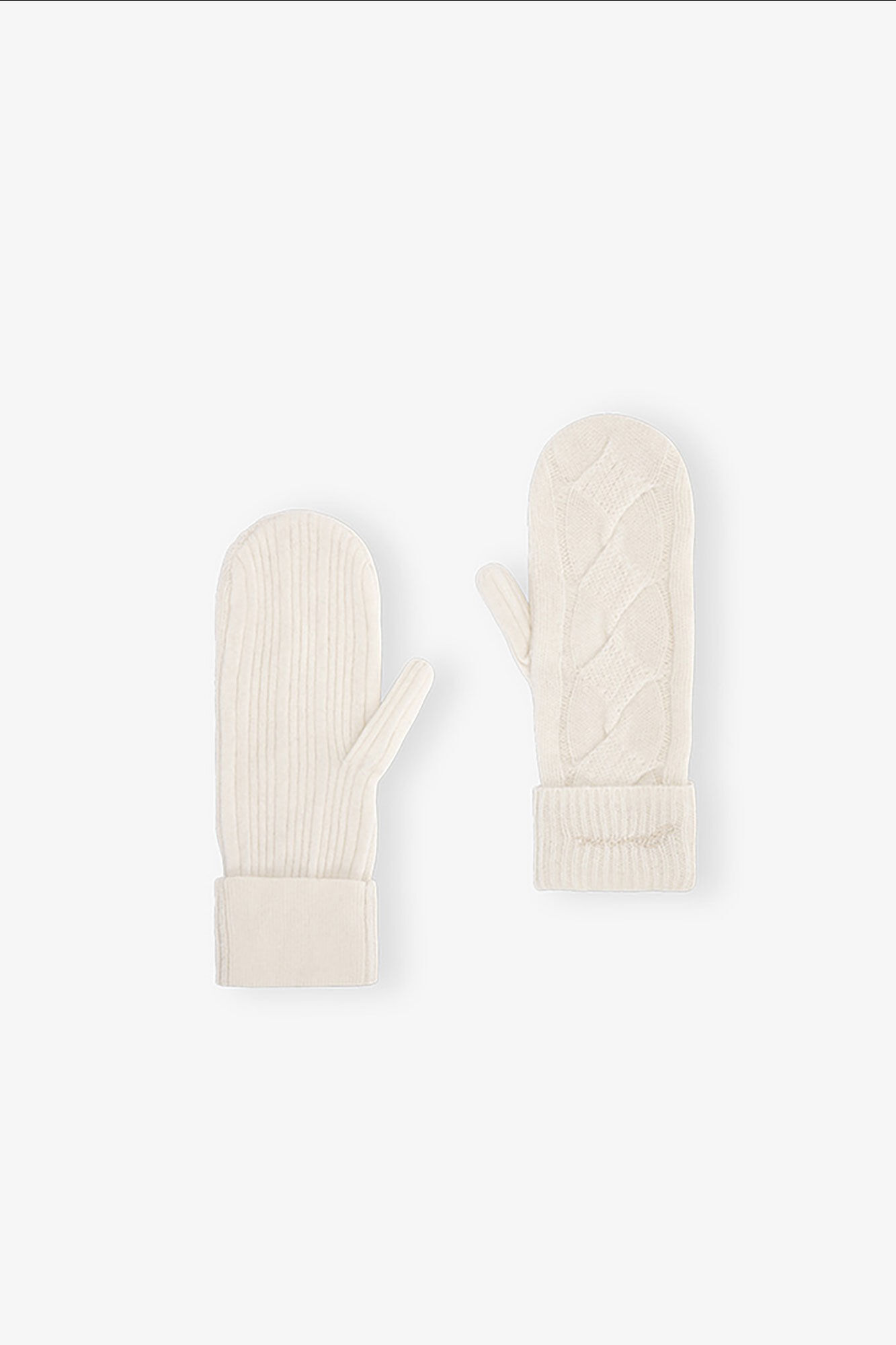 White Cashmere Mix Mittens, Merino Wool, in colour Egret - 1 - GANNI