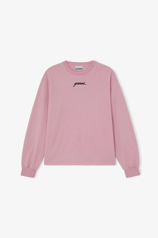 Long-sleeve T-shirt with Horses, Chalk Pink
