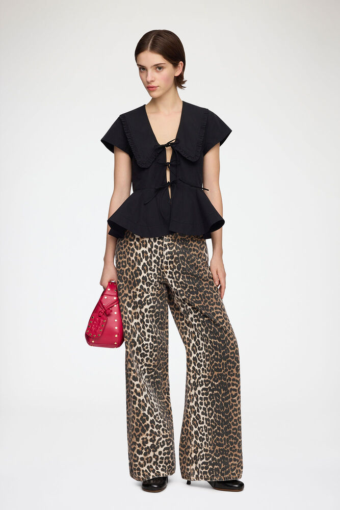 Blouse in Cotton Poplin, Black