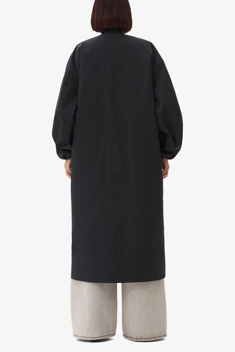 Svart, overdimensjonert teknisk skallkåpe i kretong, Recycled Polyester, in colour Black - 4 - GANNI