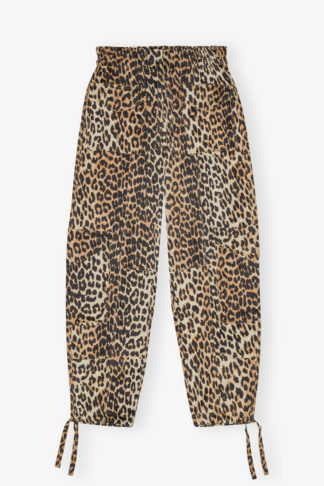 Leopard Printed Satin Trousers, Viscose, in colour Leopard - 1 - GANNI