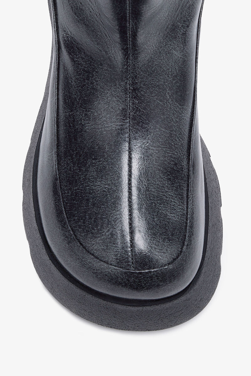 Kat Low Boots in Dark Grey, Recycled Leather, in colour Ebony - 3 - GANNI