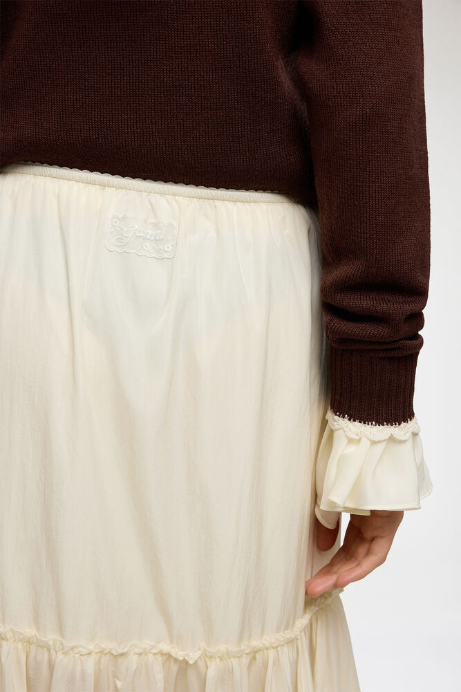 Skirt in White Nylon, Egret